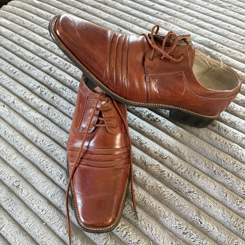 Stacy Adams Raynor Cognac Folded Lace-Up Mens Shoes 24748-221 Size 8.5M